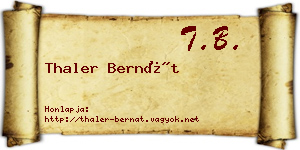 Thaler Bernát névjegykártya